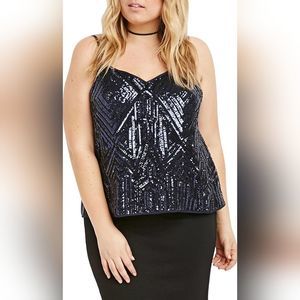 Sparkly navy Sequined split back top